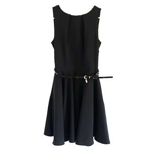 Black dress with belt and pockets, work wear, US 6